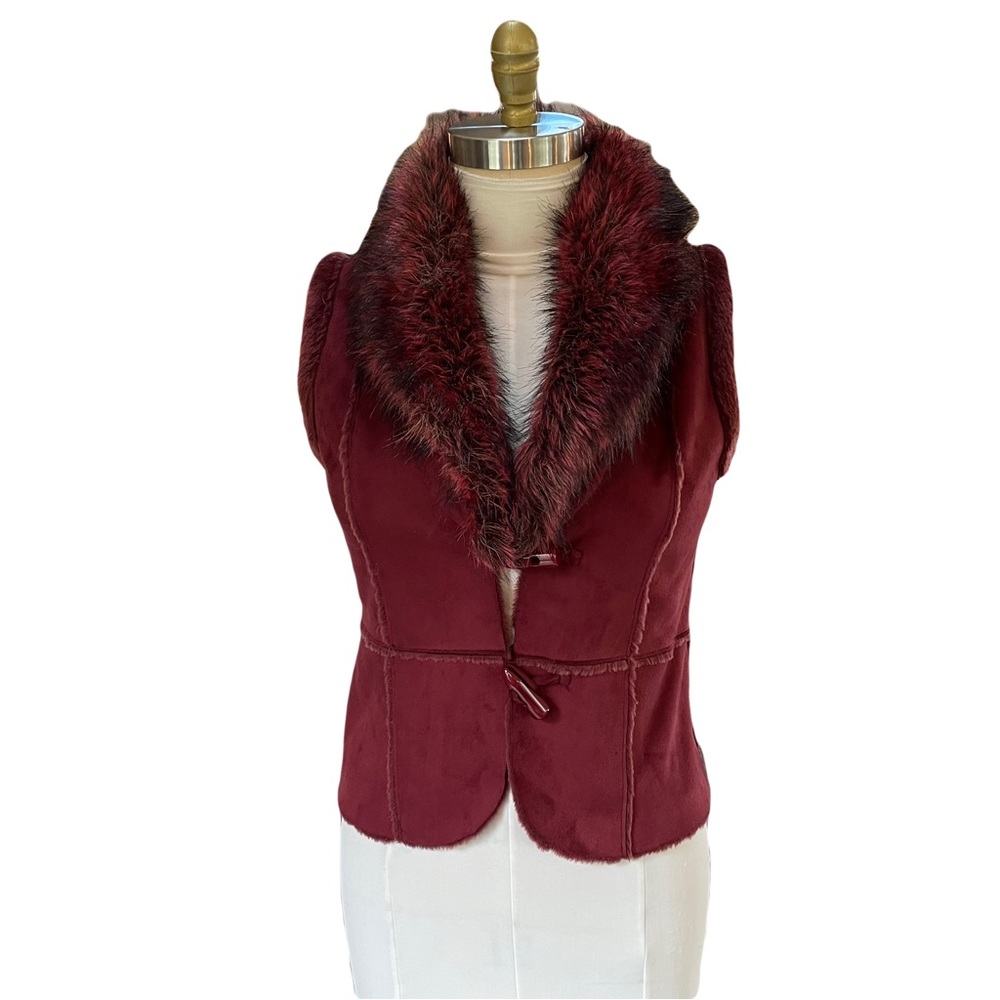 Vegan Suede with Fur Neckline Vest